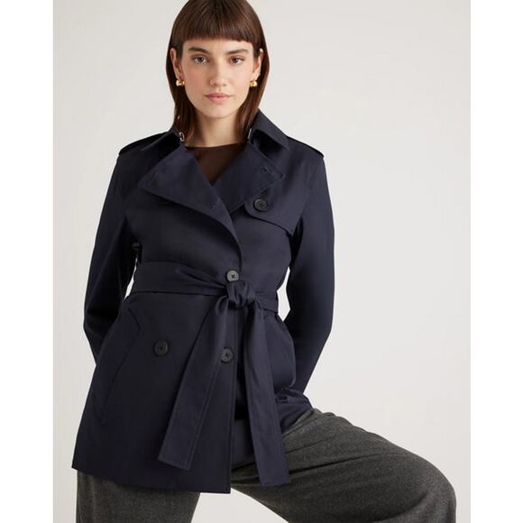 Quince Women Comfort Stretch Short Trench Coat Size M NWT - Picture 2 of 7